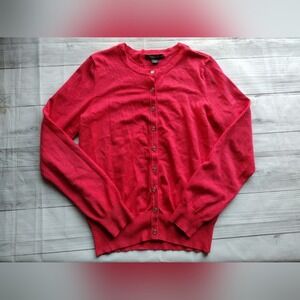 Covington Women's Coral Red Crew Neck‎ Button Up Cardigan Sweater M
